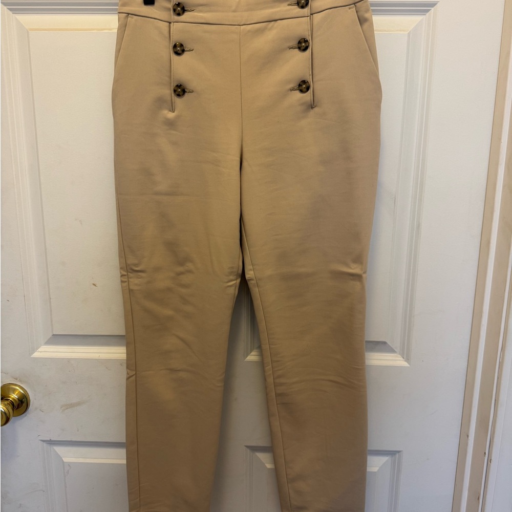 Express Tan Button-Detail Cropped Pants